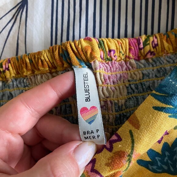 Farm Rio look alike Linen Blend Bird Print Cropped Top Size S - Picture 4 of 6